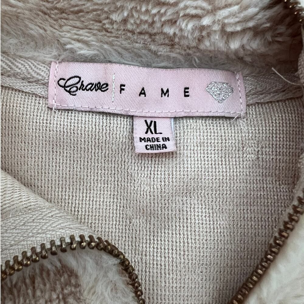 Crave Fame Beige Half Zip Pull Over Comfy Sweater- XL - Picture 2 of 7